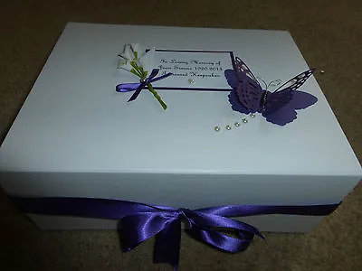 Condolence Bereavement Large Personalised Keepsake Box Memory Box Funeral Purple • £23.95