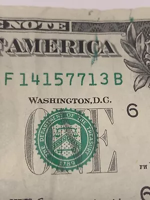 Ink Smear Error Wet Ink Transfer Misprint One Dollar Fancy Bill Series 2017 Rare • $9.99