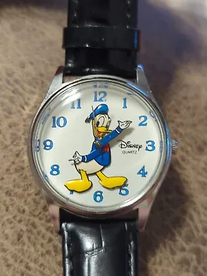 Disney Quartz Donald Duck Watch Leather Band Rare None On EBay V896-7249-4-16222 • $199.99