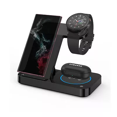 4in1 NXET Qi 15W Fast Wireless Charging Station Only For Samsung S24/S23/Watch • $42.99