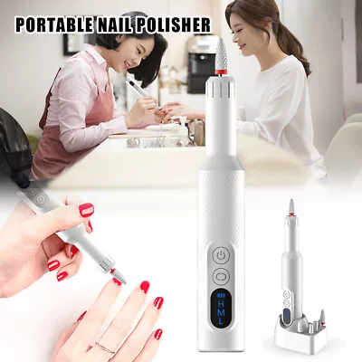 Rechargeable Nail Drill Machine Portable Nail Polisher Manicure Drill Cordless • $25.99