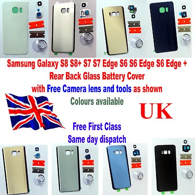 Samsung Galaxy S9 S8+ S6 S7 Plus Note2 Edge Rear Back Glass Battery Cover Camera • £7.99