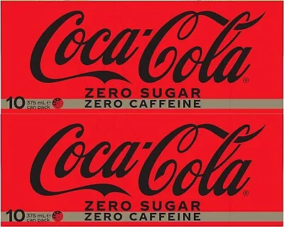 New Coca-Cola Zero Sugar Caffeine Free Soft Drink Multipack Cans 20 X 375 ML • $49.99