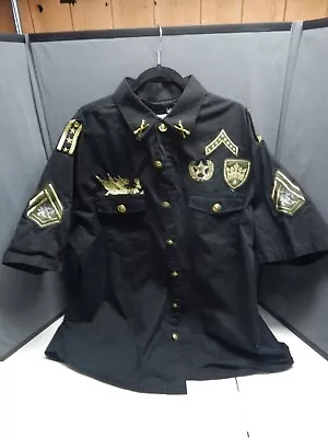 Hama Shirt Men's Size XXXL Black Faux Military Rhinestone Costume 3X • $27.99