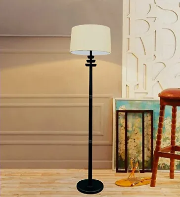 Wooden Tripod Floor Lamp Antique Decorative Floor Lamp Wooden Black Vintage • $100.03