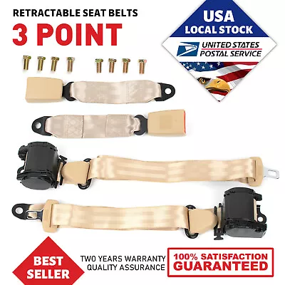 2 Universal 3 Point Retractable Seat Belts Fit For Jeep CJ YJ Wrangler 1982-95 • $41.88