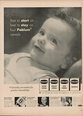 1953 Pablum Baby Food Cereal Vintage Print Ad Barley Rice Oatmeal Mixed Babies • $9.91