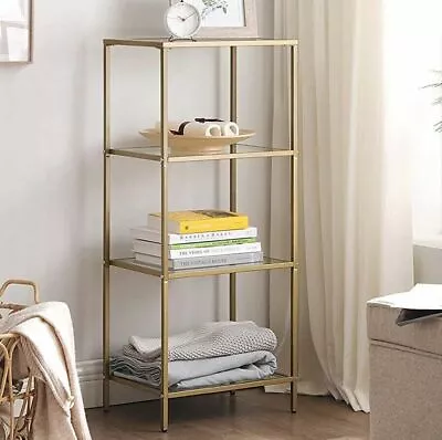 £49.90 • Buy Tall Glass Shelving Unit Bedroom Bathroom Living Room Display Stand Rack Shelf