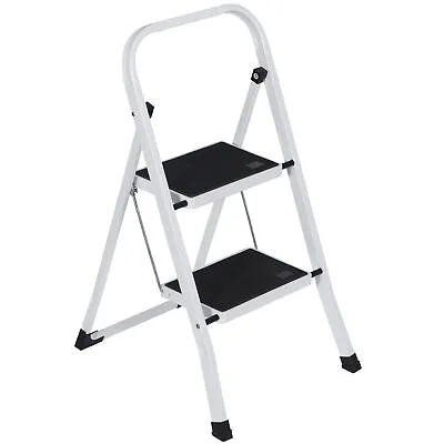 2 Step Ladder Folding Step Stool With Wide Anti-Slip Pedal Convenient Handgrip • $29.58