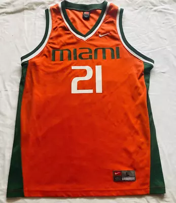 Vintage Y2K Miami Hurricanes Darius Rice Nike Team Sports Basketball Jersey L • $35