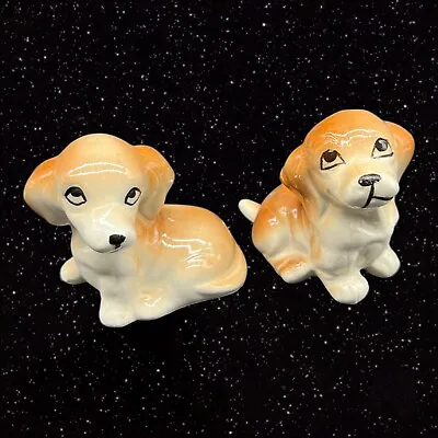 Miniature Dog Figurine Set 2 Ceramic Puppy Dogs 3”T 3”W • $27