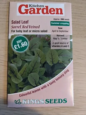 £1 • Buy Kings Seeds Salad Leaf (Sorrel, Red Veined)