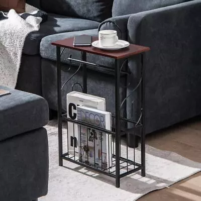 Bathroom Portable Side End Table Toilet Paper Roll Holder W/ Storage Book Basket • $46.70