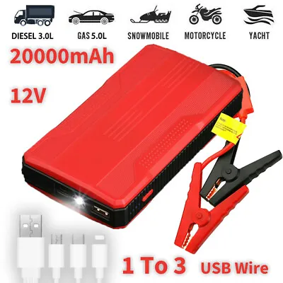$36.99 • Buy 12V 20000mAh Car Jump Starter Booster Auto Jumper Battery USB Power Bank Charger