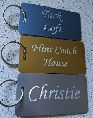 Extra Large Key Tags Personalised Engraved Deeply Engraved Multiple Colours • £4.29