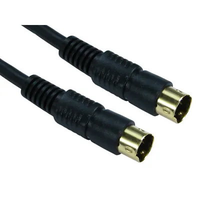7.5m LONG SVHS S-Video Cable Lead 4Pin Mini Din Male To M TV DVD PC GOLD • £4.99