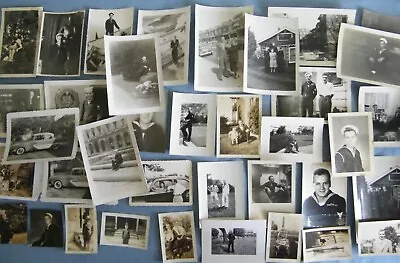 Lot Of  55 Vtg Photos Snapshots Navy Sailors Cars Christmas Goat Cart 1940s-60s • $25