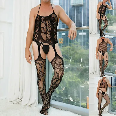 Mens Leotard Jumpsuit Hollow Out Dancing Underwear Nighties Bodystockings Party • $7.35