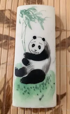VTG Hand Painted Marble Block Panda Bear Paperweight • $10.95
