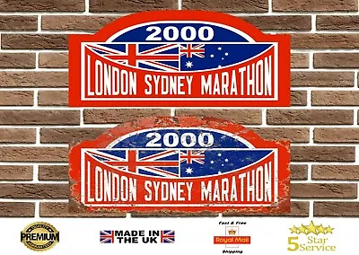 London Sydney Marathon 2000 Rally Plate Garage Sign Wall Plaque Man Cave Bar • £17