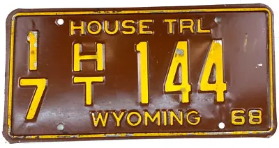 Wyoming 1968 License Plate Vintage House Trailer Tag Campbell Co Collector Decor • $21.95