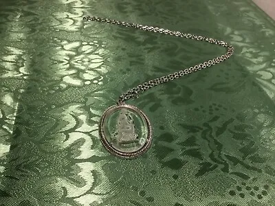 Vintage Avon Goddess Diana Huntress Intaglio Glass Cameo Pendant Necklace 1973 • $16