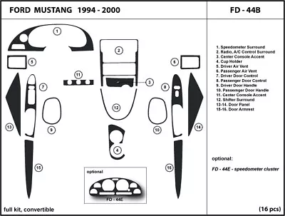 Real Carbon Fiber Dash Trim Kit For Ford Mustang 1994-2000 Convertible / FD-44B • $215