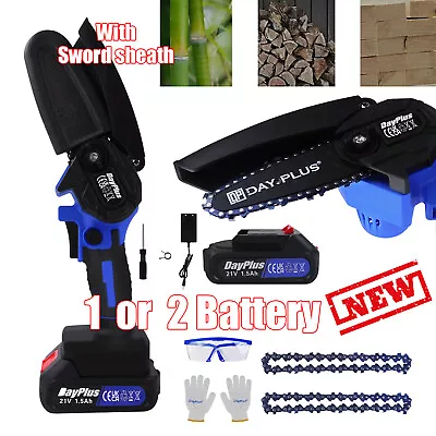 21V Mini Handheld Chainsaw Cordless 4Inch Electric Chain Saw 600W Battery Power • $30.82