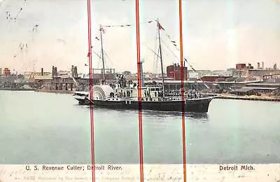 DETROIT Michigan Postcard Steamer US Revenue Ship Boat 1905 • $7.99