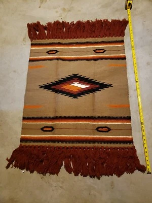 $44.95 • Buy Zapotec/Aztec Wool Woven Rugs Throw  46 In  X  30 In All Wool Tight Weave