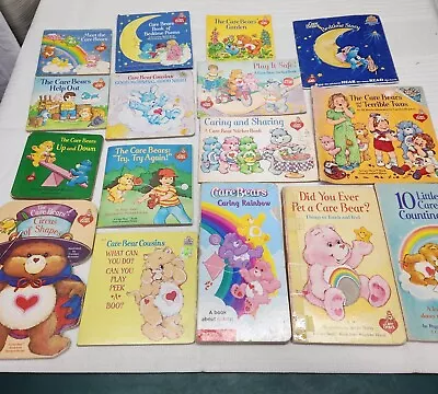 VTG Children Kids Picture Board Books Stickers Care Bears Lot Of 16 • $20