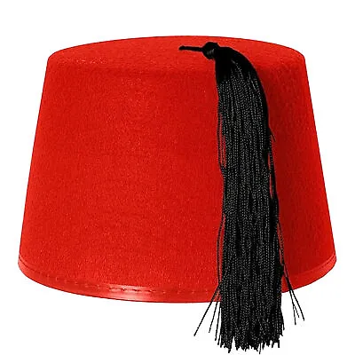 Adult Red Fez Hat Turkish Fancy Dress Tommy Cooper Style Costume Accessory Lot • £6.99