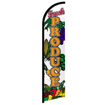 Fresh Produce Windless Advertising Swooper Flag Farmer's Market • $18.95