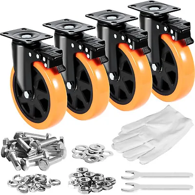 VEVOR 4 Pcs 6  Caster Wheels Swivel Plate Caster Heavy Duty 2800 LbsNon-Marking • $34.19