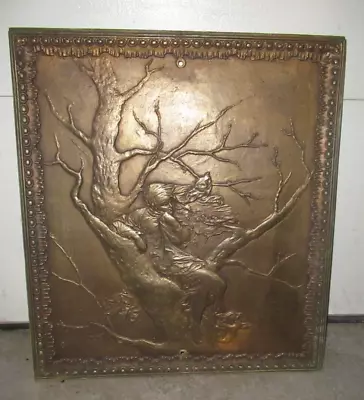 Heavy Cast Brass Fireplace Screen Insert Fireback Wall Plaque Art • $500