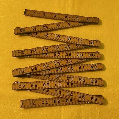 Vintage Royal 72  Folding Wooden Ruler USA Brass Joints 12 Folds 6” Sections • $3.99