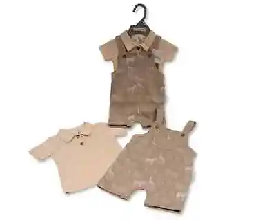 Baby Boy 2pc Dungaree Set | Safari Jungle Theme | 3-12 Months • £13.50