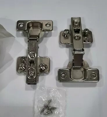 New Pair European Style Cabinet Hinges H45 4C6A HOET-2 Plates -1/2 Overly S/C • $12.95