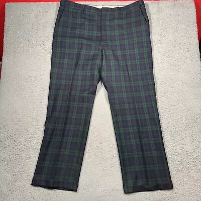 Orvis Wool Pants Mens 42 Green Blue Tartan Plaid Expendable Waist Cuffed (42x32) • $59.99