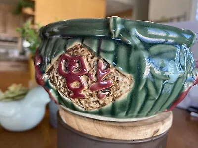 $15.50 • Buy VTG Green Pottery Asian Art Bulb Planter Majolica Fitz & Floyd Japan Flower Pot