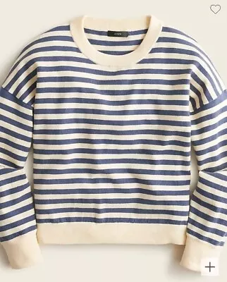 J. Crew Blue Stripe Relaxed Silk-blend Crewneck Sweater M • $36