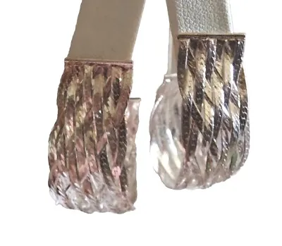 Modern Woven Mesh Hoop Sterling Silver  Earrings Milor Italy Signed • $45