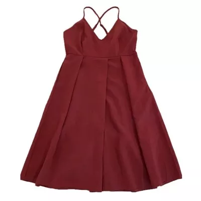 Elia· Cher Dress Maroon Size Large Pockets Zip Up Cross Back Strap New With Tags • £23.35
