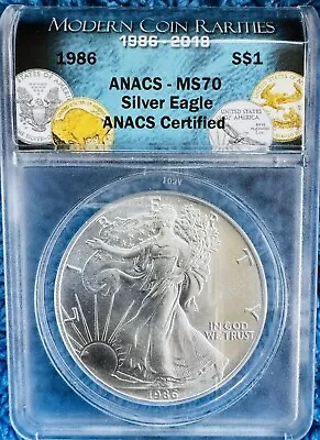 1986 (S) AMERICAN SILVER EAGLE - MS70 - First Year Of Silver American Eagle! • $242.50