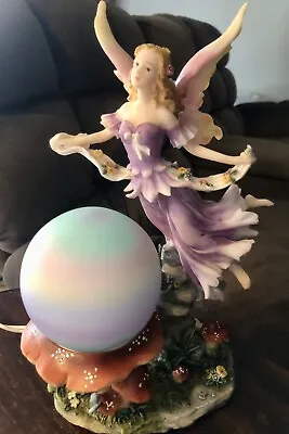 RARE MONTEFIORI COLLECTION ITALY FIGURINE Fairy With Lighted Pastel Swirled Ball • $45