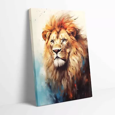 Lion Portrait Art Animal Stretched Canvas Or Unframed Poster More Sizes • £12.99