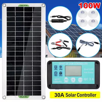 100 Watts Solar Panel Kit 30A 12V Battery Charger W/ Controller Caravan Boat RV • $25.99