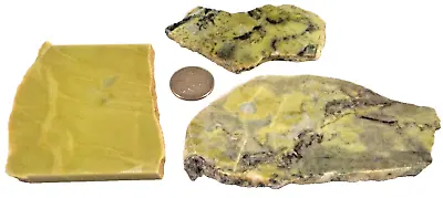 3 Yellows 2 Verde Antique Marble 1-? Estate Total 9.5 Ounces 1st Pic Wet #3479 • $21.99