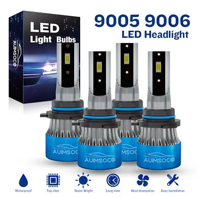 9005 9006 LED Headlight Bulb Kit 6000K Super Bright High/Low Beam Combo 4x White • $45.99