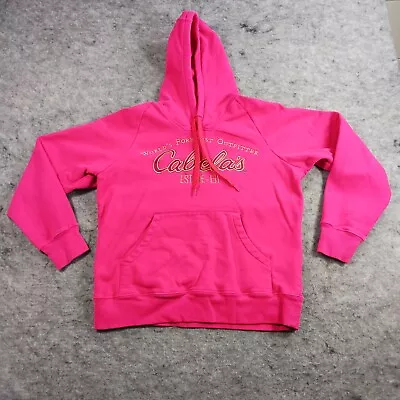 Cabelas Hoodie Womens Large Pink Sweatshirt Long Sleeve Pullover Embroidered  • $7.31